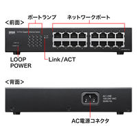 サンワサプライ Giga対応スイッチングハブ(16ポート) ループ検知機能つき LAN-GIGAH16L 1個（直送品）