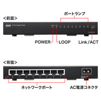 サンワサプライ Giga対応スイッチングハブ(8ポート) ループ検知機能つき LAN-GIGAH8L 1個