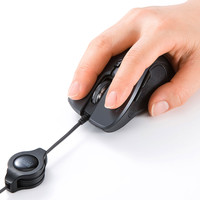 サンワサプライ ケーブル巻取り5ボタンブルーLEDマウス(ブラック) MA-BLMA9BK 1個（直送品）