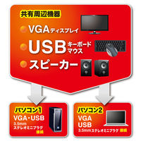 サンワサプライ パソコン自動切替器(2:1) SW-KVM2AUUN 1個