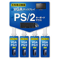 サンワサプライ パソコン自動切替器(4:1) SW-KVM4LPN 1個