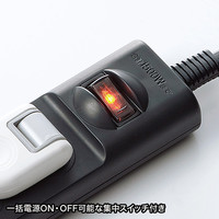延長コード 電源タップ 1m 2P（ピン） 4個口 ブラック TAP-TSH41SWBKN サンワサプライ 1個（直送品）