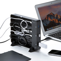 サンワサプライ USBハブ（USB HUB） ケーブル収納BOX付き ブラック USB3.0 7ポート セルフ・バスパワー USB-3H705BK（直送品）