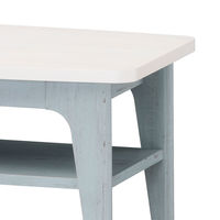 白井産業 フレンチシャビー 棚付テーブル 幅800×奥行394×高さ381mm 木製 ホワイト×ライトブルー FRS-8040T 1台（直送品）