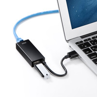 サンワサプライ Gigabit対応USB-LANアダプタ（USB3.0ハブ1ポートつき） ブラック LAN-ADUR3GHBK 1個（直送品）