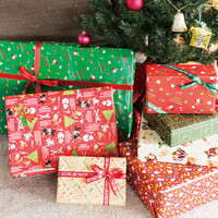 ヘッズ シンプルクリスマス包装紙-緑 XR-GRW 1ケース（50枚×10パック：500枚）（直送品）