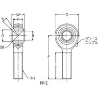 ミネベアミツミ PRーE ロッドエンド(4ピース型) おねじ PR20E 1個（直送品）