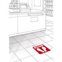 長門屋商店 フロア誘導シール 足型A3(英中韓)赤 FN9021 1枚