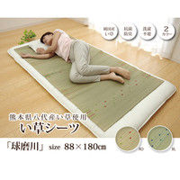イケヒコ 国産い草シーツ（寝ござ） 『球磨川』 ブルー シングル約88×180cm（熊本県八代産イ草使用） 1枚（直送品）