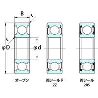 南海精工所 6Sシリーズ SUS304ステンレスベアリング 6S6008Bー2RS 1個（直送品）