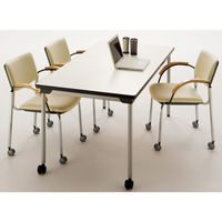 【軒先渡し】サンケイ ミーティングチェア CM350-MXC キャスター脚 レザー張り ブルー 2脚セット（直送品）