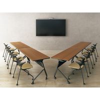 【組立設置込】プラス リネロ2 フォールディングテーブル 幕板なし・棚板付 幅1800×奥行600mm LD-620T2/BK 1台（直送品）