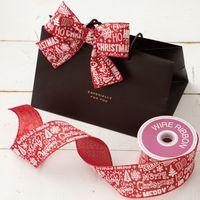 ヘッズ クリスマスナチュラルワイヤーリボン-レッド XRN-R2 1セット(5巻:1巻×5パック)（直送品）