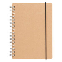 無印良品 上質紙ダブルリングノート・ドット方眼 ベージュ・A6・白・70枚・ゴム留め付き 2冊 良品計画