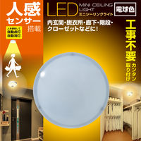 YAMAZEN LEDミニシーリングライト 人感センサー付 電球色 白熱電球60W相当 工事不要 MLC-S075L 1個