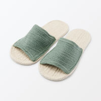 無印良品 ルームサンダル 前あき Ｍ ２３．５～２５ｃｍ用 生成×スモーキーグリーン 良品計画