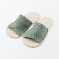 無印良品 ルームサンダル 前あき Ｌ ２５～２６．５ｃｍ用 生成×スモーキーグリーン 良品計画