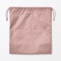 無印良品 ポリエステルメッシュ巾着 ダブルタイプ ピンク Ｍ 約２７×３０×１２ｃｍ 良品計画