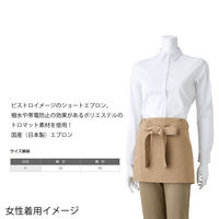 【DIY・飲食店向け】マスダ ビストロショートエプロン サイズF ブラウン bst-229y-14f 1着（直送品）