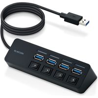 USBハブ USB-A×4ポート USB3.0 個別スイッチ付 マグネット付 1m U3H-S418BBK/EC エレコム 1個（直送品）