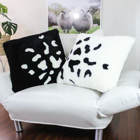 ムートンクッション ダルメシアン 50×50cm ブラック ピロークッション（直送品）