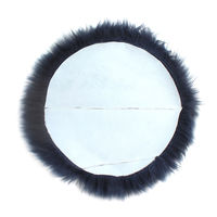 ムートン ピースクッション ネイビー 日本製 円形 サークル ラウンド シートクッション 座布団（直送品）