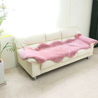 【納期：2～3週間】ムートンフリース ジャパンレーベル 2匹物 キャメル 日本製 ムートンラグ リアル ファー マット カーペット 裏無し（直送品）