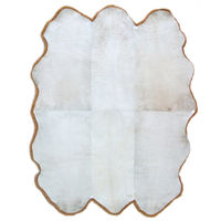 【納期：2～3週間】ムートンフリース ジャパンレーベル 6匹物 キャメル 日本製 ムートンラグ リアル ファー マット カーペット 裏無し（直送品）