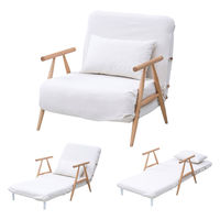 YAMAZEN 3WAY ソファベッド 1人掛け 14段階リクライニング 木製肘 クッション付 WSB-70S(IV/NA) 1台（直送品）