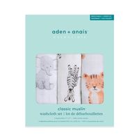 aden + anais　エイデンアンドアネイ ウォッシュクロス サファリベイブス 1セット（3枚入）ダッドウェイ