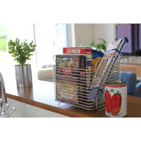 ビーワーススタイル キッチンバスケット L 取っ手付き スタッキング可能 日本製 シルバー SS-310145 1個（直送品）