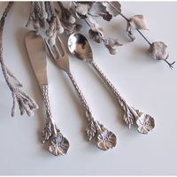 キーストーン バターナイフ 14cm ブラスカトラリー フラワー ポピー ブラス シルバー 404349 1個（直送品）