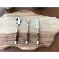 キーストーン ティースプーン 13cm ブラスカトラリー ウッドハンドル 真鍮 シルバー 404371 1個（直送品）