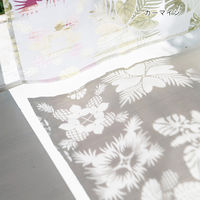 トモ・コーポレーション レースカーテン ラウキルト モンステラ柄 約105×178cm カーマイン 413144 1個（直送品）