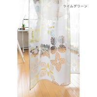 トモ・コーポレーション レースカーテン ラウキルト モンステラ柄 約105×178cm ライムグリーン 413145 1個（直送品）