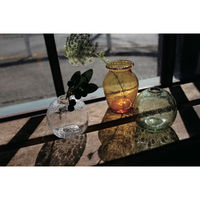 キーストーン 花瓶 手吹きバブルガラスフラワーベース ボールL ガラス オリーブ 422302 1個（直送品）