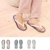 トモ・コーポレーション スリッパ コットンサンダル プレーン ボーダー 2サイズ ハンドメイド ボーダーブルー(L) 423398 1個（直送品）