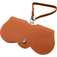 ウィキャン 眼鏡ケース ストラップ付き ソフトメガネケース 持ち運び オレンジ 456641 1個（直送品）