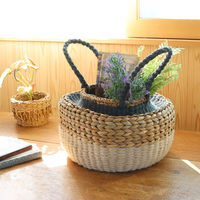 トモ・コーポレーション かご バスケット ジュート&シーグラス 持ち手付き 477894 1個（直送品）