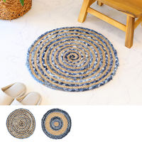 トモ・コーポレーション 玄関マット ラウンド ジュートデニムマット 室内 サークル 478718 1個（直送品）