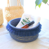 トモ・コーポレーション かご バスケット フリル 22cm ネイビー 478723 1個（直送品）