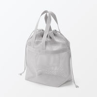 無印良品 立体メッシュ持ち手付き巾着 グレー Ｍ 約３３×１３×３１ｃｍ 良品計画