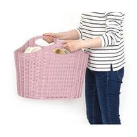 清水産業株式会社 折りたためるランドリーバスケット ラタン調 ピンク・グレー 2個組 120425 1セット(2個入)（直送品）