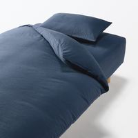 無印良品 綿フランネルボックスシーツ ＳＤ １２０×２００×１８‐２８ｃｍ用 ネイビー 良品計画