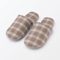 無印良品 綿フランネル履き心地やわらか足なりスリッパ Ｌ ２５～２７．５ｃｍ用 ブラウン 良品計画