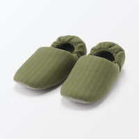 無印良品 綿フランネルかかとにフィットするルームシューズ Ｍ ２３．５～２５ｃｍ用 グリーンストライプ 良品計画