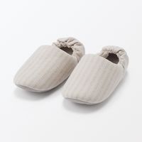 無印良品 綿フランネルかかとにフィットするルームシューズ ＸＬ ２６．５～２８ｃｍ用 ベージュストライプ 良品計画