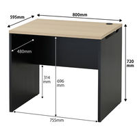 マルチワークCFデスク 幅800×奥行600×高さ720mm ナチュラルウッド天板/ブラック脚 1台 オリジナル