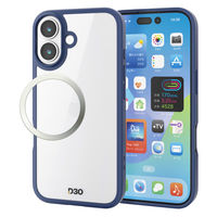 iPhone17 ケース ハイブリッド D3O(R) メタルステッカー付 ネイビー PM-A25AD3OFCNV エレコム 1個（直送品）