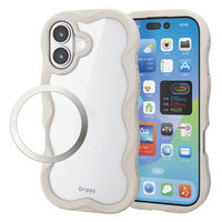 iPhone17 ケース ハイブリッド 衝撃吸収 磁気吸着対応メタルステッカー付 ベージュ PM-A25AFCWAVEBE エレコム 1個（直送品）